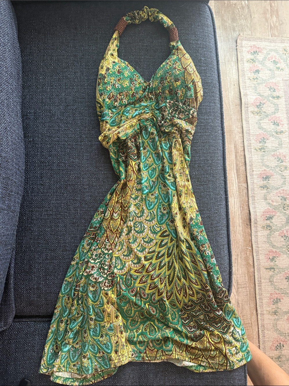 Shoreline Green & Yellow Paisley Halter Midi Dress